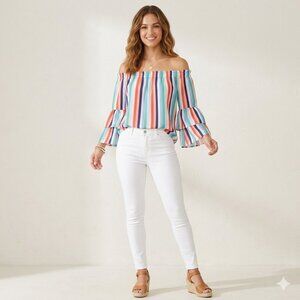 Sweet Pea NY&C Striped Off-the-Shoulder Blouse Size XS